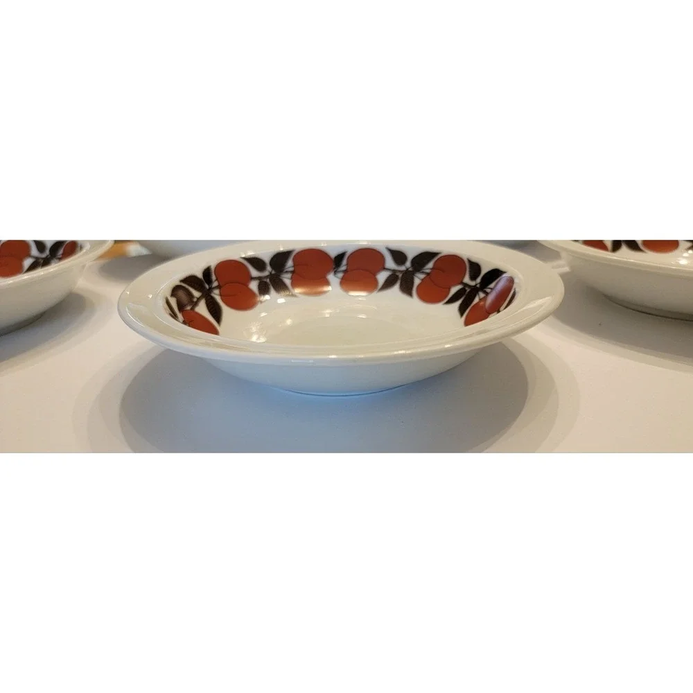 Thomas Germany Vintage Soup Bowl Plum Peach Porcelain‎ Fruit Bowl Set Of 6 MCM